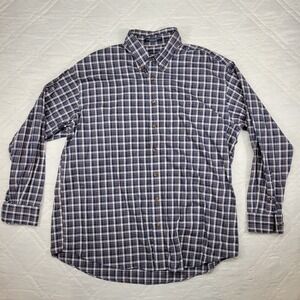 Taylor Dry Goods blue‎ plaid long sleeve dress shirt men's XL